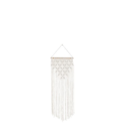 Suspensión de macramé en textil blanco de 41x2.5x107 cm