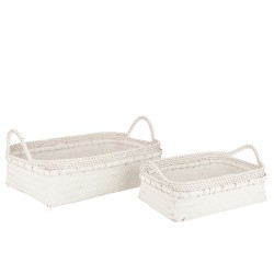 Set de 2 plateaux en bois blanc 47x34x16.5 cm