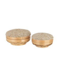 Set de 2 boites en bois naturel 25x25x14 cm