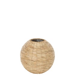 Vase boule en bois naturel 35x35x32 cm