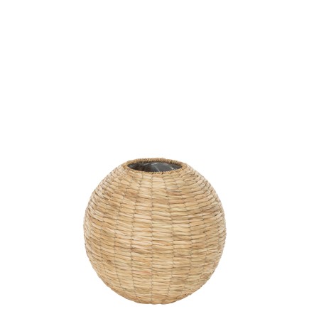 Jarrón de madera natural en forma de bola de 35x35x32 cm