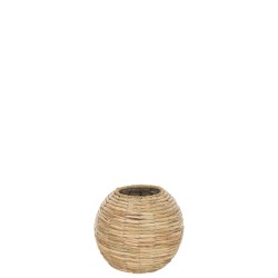 Jarrón de madera natural en forma de bola de 23.5x23.5x21.5 cm
