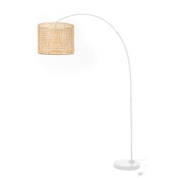 LAMPE ROMA BAMBOU METAL NATUREL/BLANC