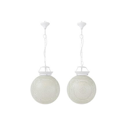 Conjunto de 2 lámparas colgantes de vidrio blanco 35x35x85 cm