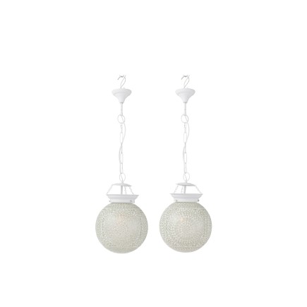 Conjunto de 2 lámparas colgantes de vidrio blanco 16x16x75 cm