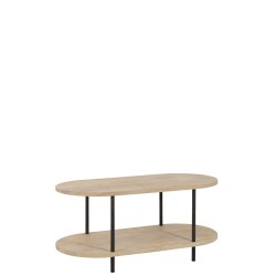 Mesa de centro de 2 niveles en madera natural 60x120x53 cm