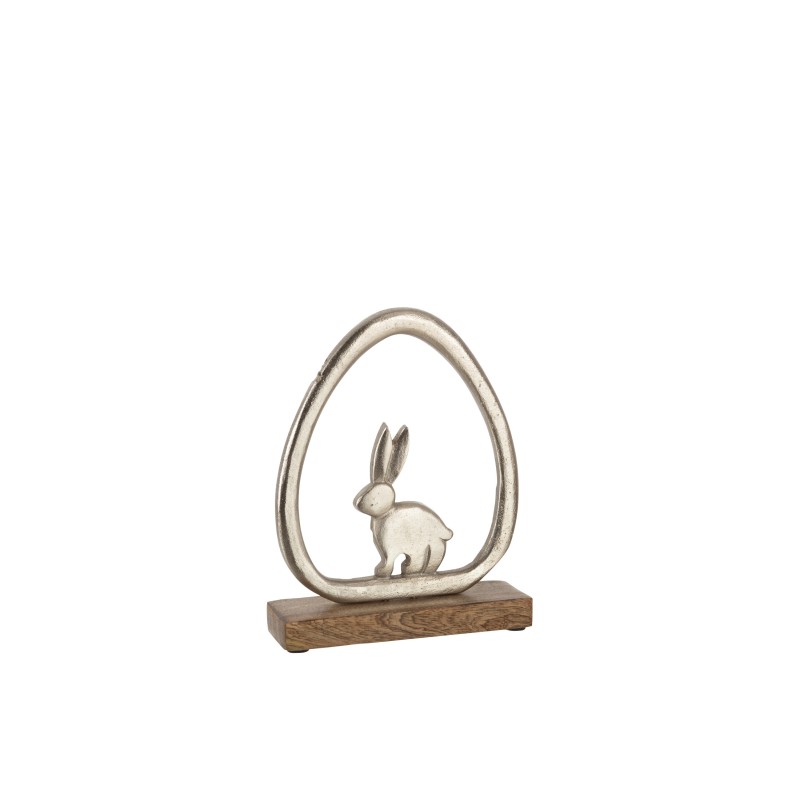 Lapin dans oeuf en aluminium argent 19x4.5x24 cm