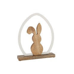 Lapin dans oeuf en bois blanc 27x5.5x32.5 cm