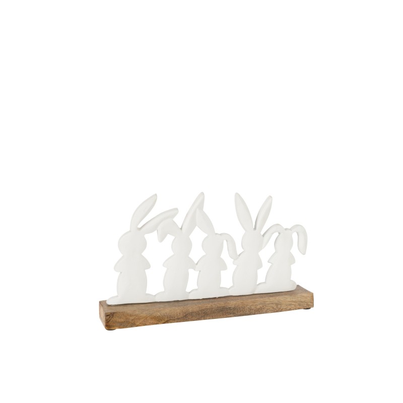 Lapins sur socle en aluminium blanc 28x5x17 cm Lapins sur socle en aluminium blanc 28x5x17 cm