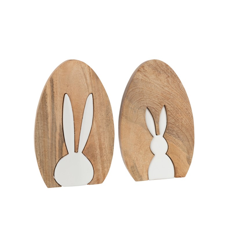 Set de 2 lapins puzzle en bois blanc 16x2.5x25 cm Set de 2 lapins puzzle en bois blanc 16x2.5x25 cm