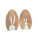 Set de 2 rompecabezas de conejos de madera blanca 16x2.5x25 cm