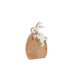 Lapin sur oeuf puzzle en bois blanc 13x3.5x21.5 cm
