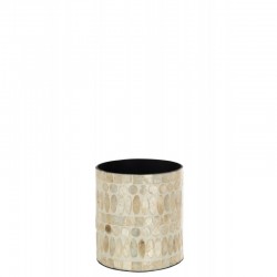 Pot à fleurs à motifs en bois beige 14x14x15cm