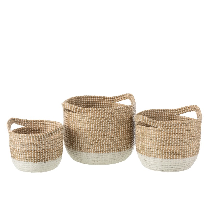 Set de 3 paniers ronds en bois naturel 35x35x30 cm