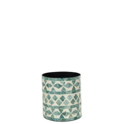 Vaso da fiori in legno azzurro 14x14x15cm