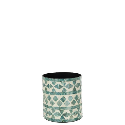Vaso da fiori in legno azzurro 14x14x15cm