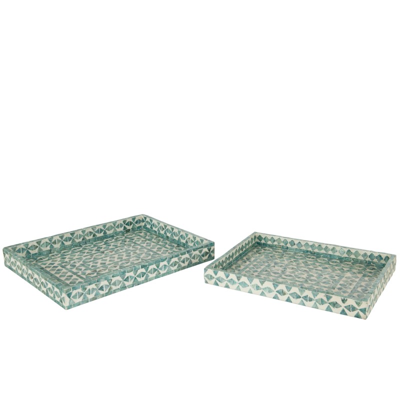 Set de 2 plateaux en bois Azur 45.5x35x5 cm