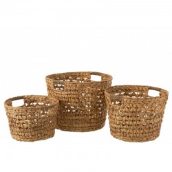 Conjunto de 3 cestas de madera natural de 40x40x31 cm