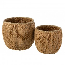 Conjunto de 2 cestas de madera natural de 36x36x28 cm