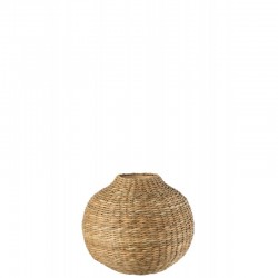 Vase court décoratif en bois naturel 25.5x25.5x23 cm
