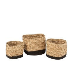 Set de 3 paniers en bois naturel 27x27x22 cm