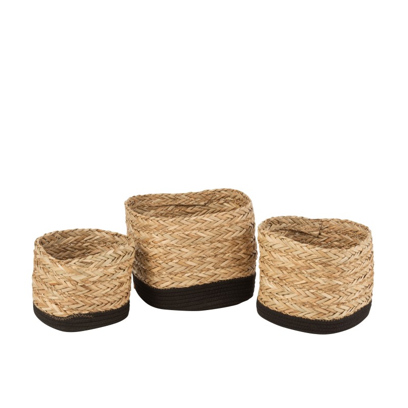 Set de 3 paniers en bois naturel 27x27x22 cm Set de 3 paniers en bois naturel 27x27x22 cm