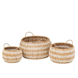 Set de 3 paniers en bois blanc 41x40x27 cm