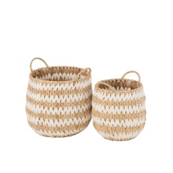 Set de 2 paniers en bois blanc 28x27x30 cm