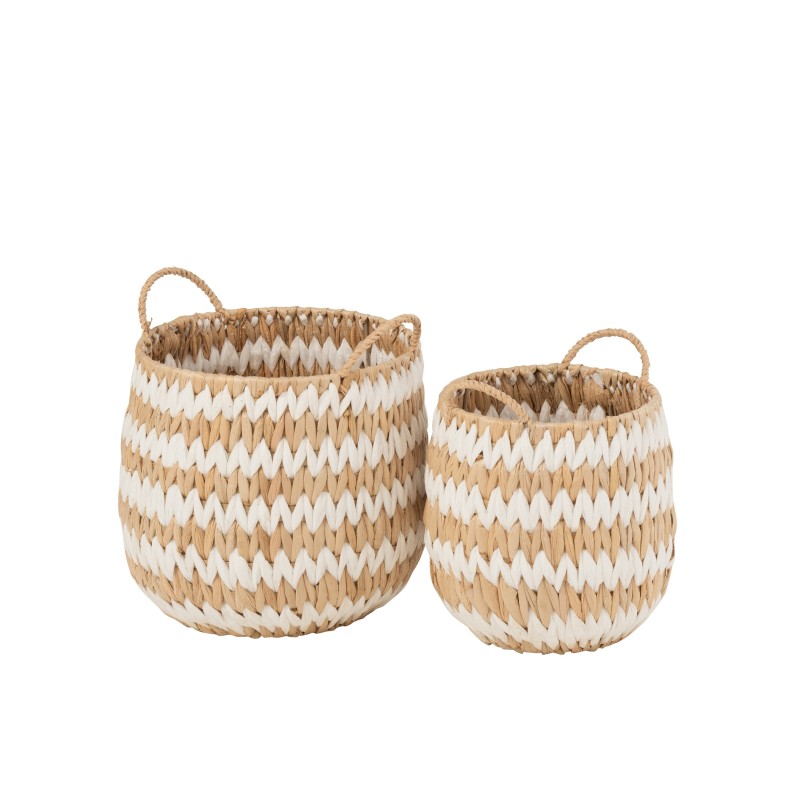 Set de 2 paniers en bois blanc 28x27x30 cm