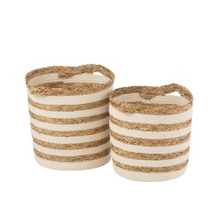 Set de 2 paniers en bois blanc 41x41x37.5 cm