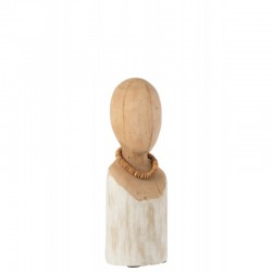 Buste en bois de manguier blanc 11x10x30 cm