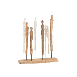 8 figure su base di legno beige 51x10x57.5 cm