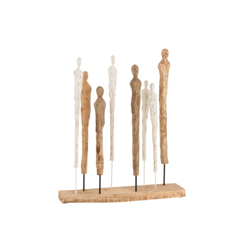 8 figure su base di legno beige 51x10x57.5 cm