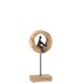 Figurina negra sobre base de madera natural de 9x17.5x39.5 cm