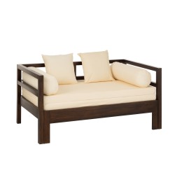 Sofá cama exterior de madera de mango marrón 163x98x80 cm