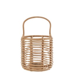 Lanterne rotin en bois naturel 30x30x51 cm