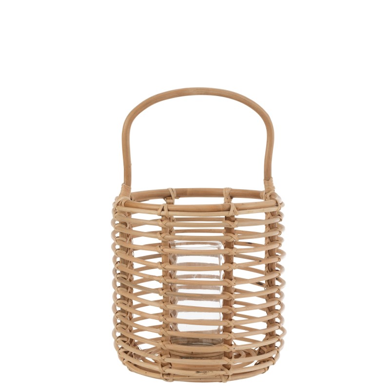Lanterne rotin en bois naturel 30x30x51 cm