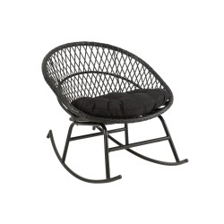 Silla mecedora redonda de exterior de aluminio negro 118x82x78 cm