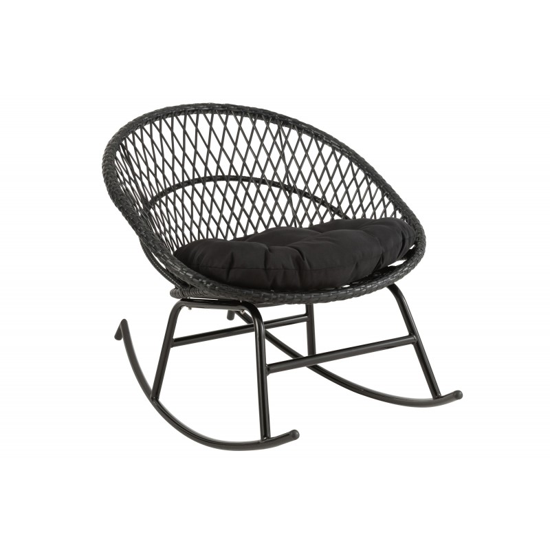 Chaise à bascule exterieur ronde en aluminium noir 118x82x78 cm