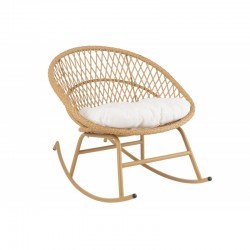 Chaise à bascule exterieur ronde en aluminium beige 118x82x78 cm