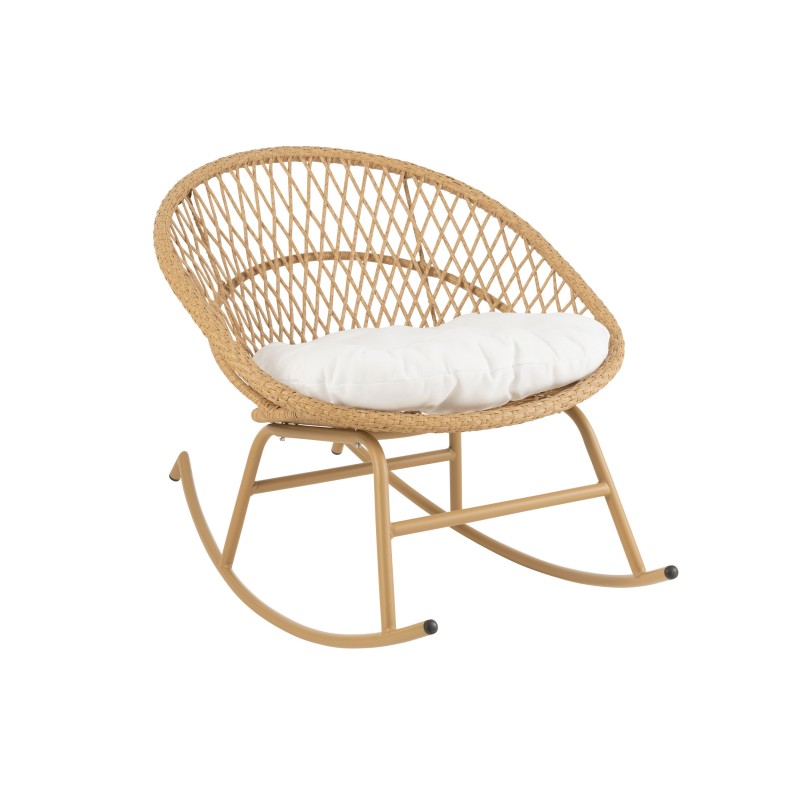 Silla mecedora redonda de exterior de aluminio beige 118x82x78 cm
