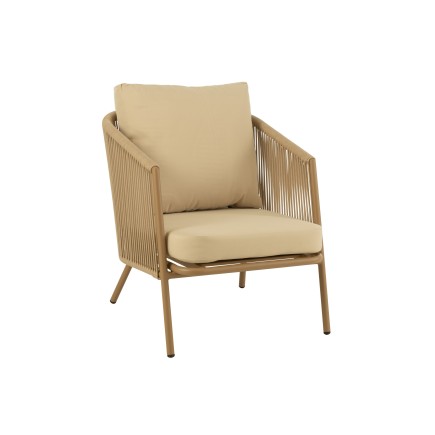 Fauteuil interieur ou exterieur en aluminium beige 72x63x83 cm