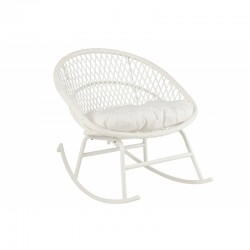 Chaise à bascule exterieur ronde en aluminium blanc 118x82x78 cm