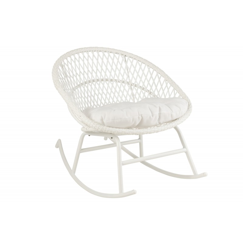 Chaise à bascule exterieur ronde en aluminium blanc 118x82x78 cm