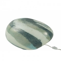 Lampe boule à poser en verre bleu - vert 40x29x25 cm