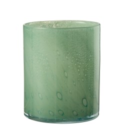 Portavelas de vidrio verde de 15x15x18 cm