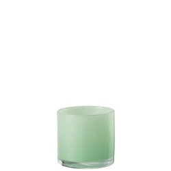 Portavelas de vidrio verde menta de 9x9x8 cm