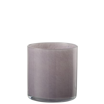 Portavelas de vidrio morado de 12x12x12 cm