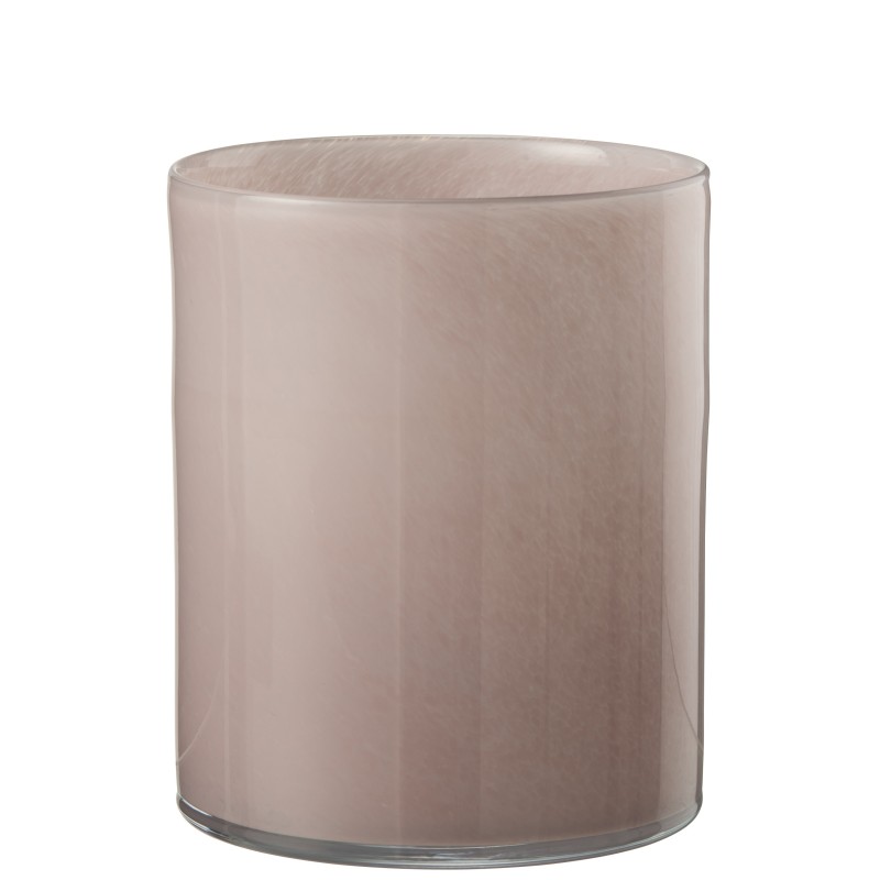 Portavelas de vidrio rosa de 15x15x18 cm