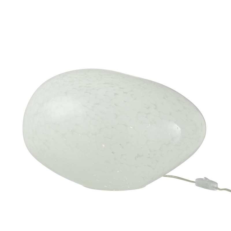 Candeeiro esférico de mesa em vidro branco 40x30x26 cm